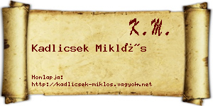 Kadlicsek Miklós névjegykártya